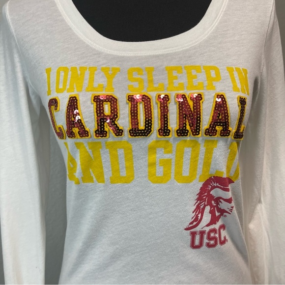 VS PINK Collegiate Collection w 5th & Ocean USC White Long Sleeve MEDIUM - Picture 2 of 8